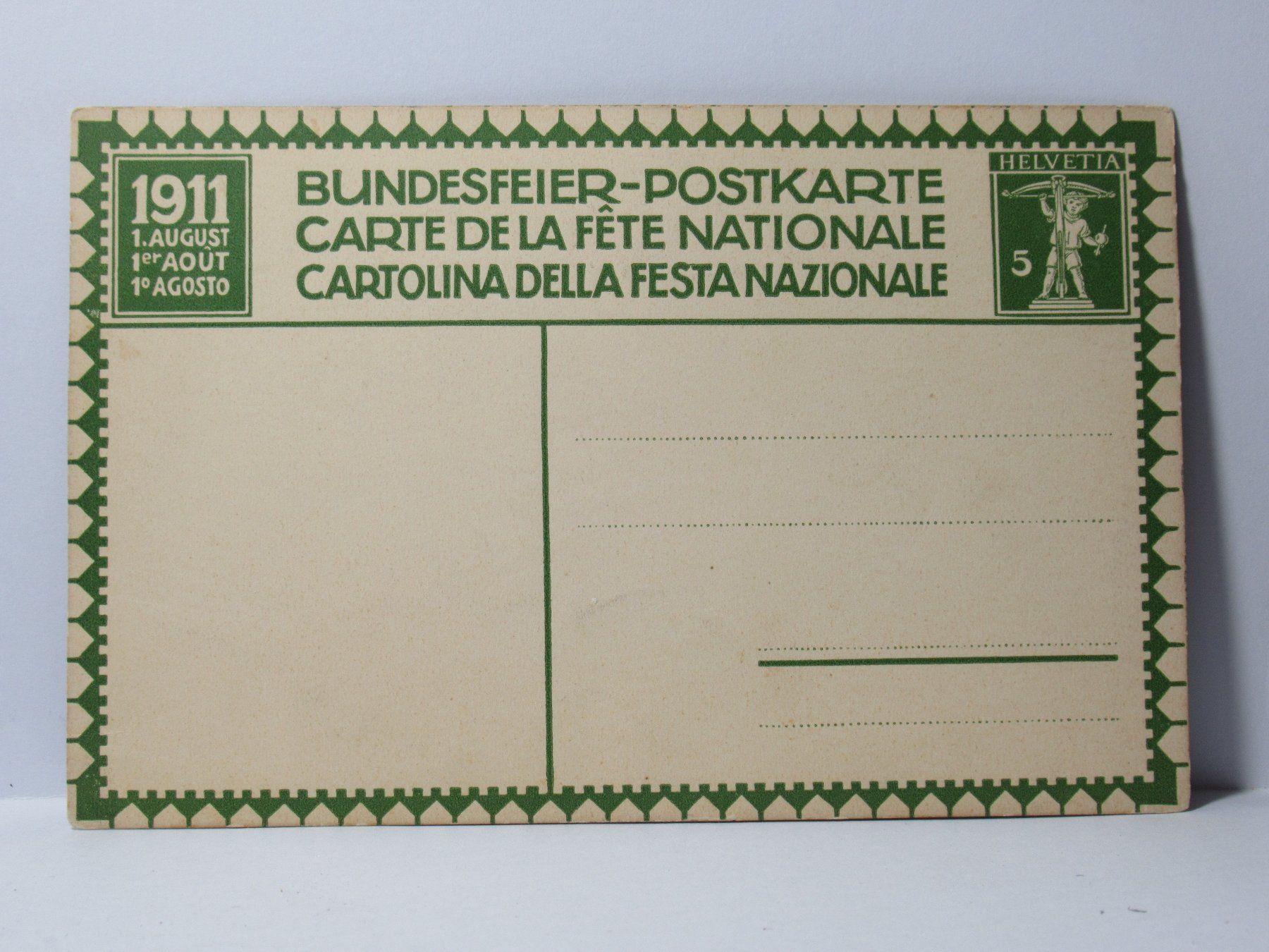Cartes postales: Bundesfeier - Postkarte 1911 – Neuf (Voir description) à Grenchen par Bluemchen1900 1