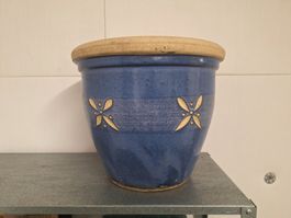 Blumentopf; Übertopf; Keramiktopf, Topf blau