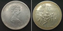 KANADA 10 Dollars 1974, OLYMPIA MONTREAL, Silber unz