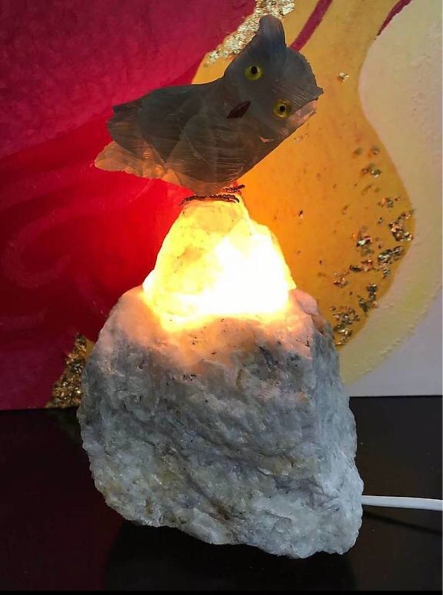 Lampade: Barytlampe Steinlampe mit Steinvogel Eule Strahlung – Nuovo e nell'imballaggio originale da Diessenhofen venduto da Mariannrosa