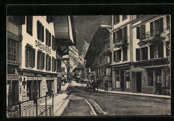 Cartoline postali: Interlaken, Strasse Marktgasse mit Resta – Usato da Berlin venduto da bartko-reher