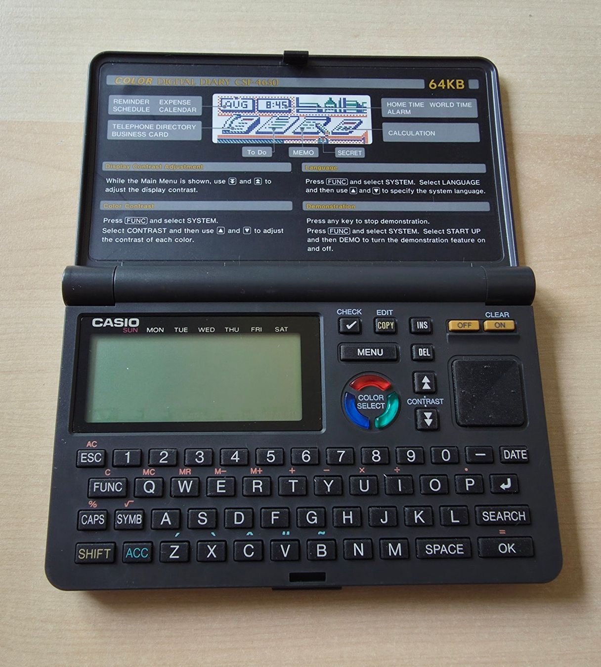 Casio Palmari: Casio Digital Diary-Datenbank CSF-4650 64KB Multi Color LCD – Usato da Zürich venduto da IrisA0102