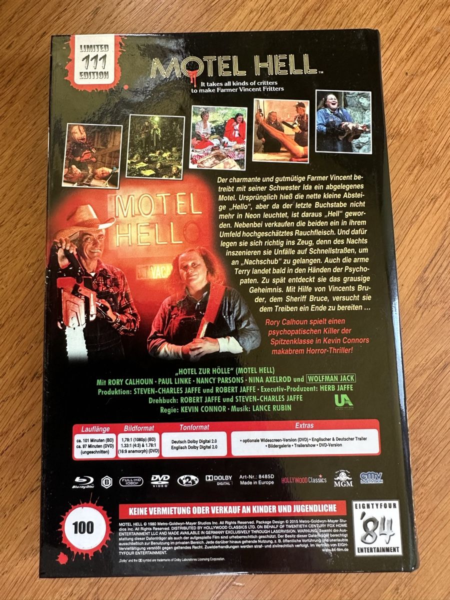 Tutti i DVDs: Motel Hell grosse Hartbox blu ray 84 Entertainment – Usato da Benken ZH venduto da Audi-erich 1