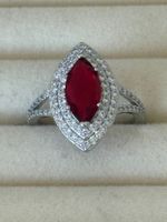 Luxus Elegante Gr.18,5/8,5 Ring Farbe: Silber / Rot Zirkonia