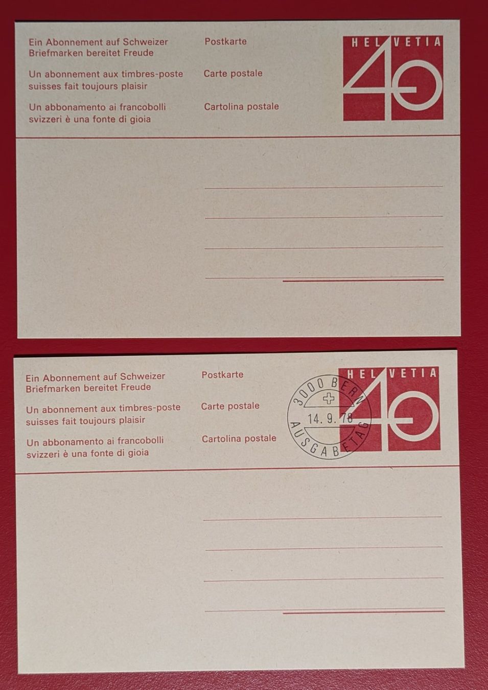 Tutti i francobolli: GANZSACHE POSTKARTE 211 1978** POSTFRISCH UND ET – Nuovo (secondo la descrizione) da Düdingen venduto da Quartierstrasse