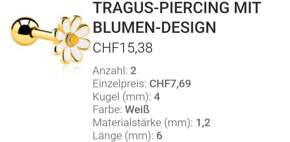 Piercingschmuck: Piercing für Frauen – Neu und originalverpackt aus Winznau von zap_y6wx