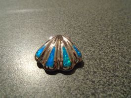 Anhänger Muschel silberfarbig/blau