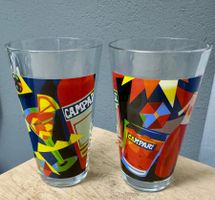 2 x tolles CAMPARI Glas Trinkglas Werbung