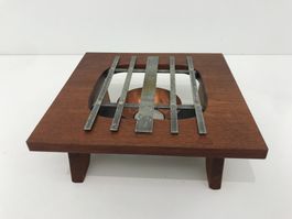 Designs Antiker Rechaud mit Teak Kerzen Holz Messing