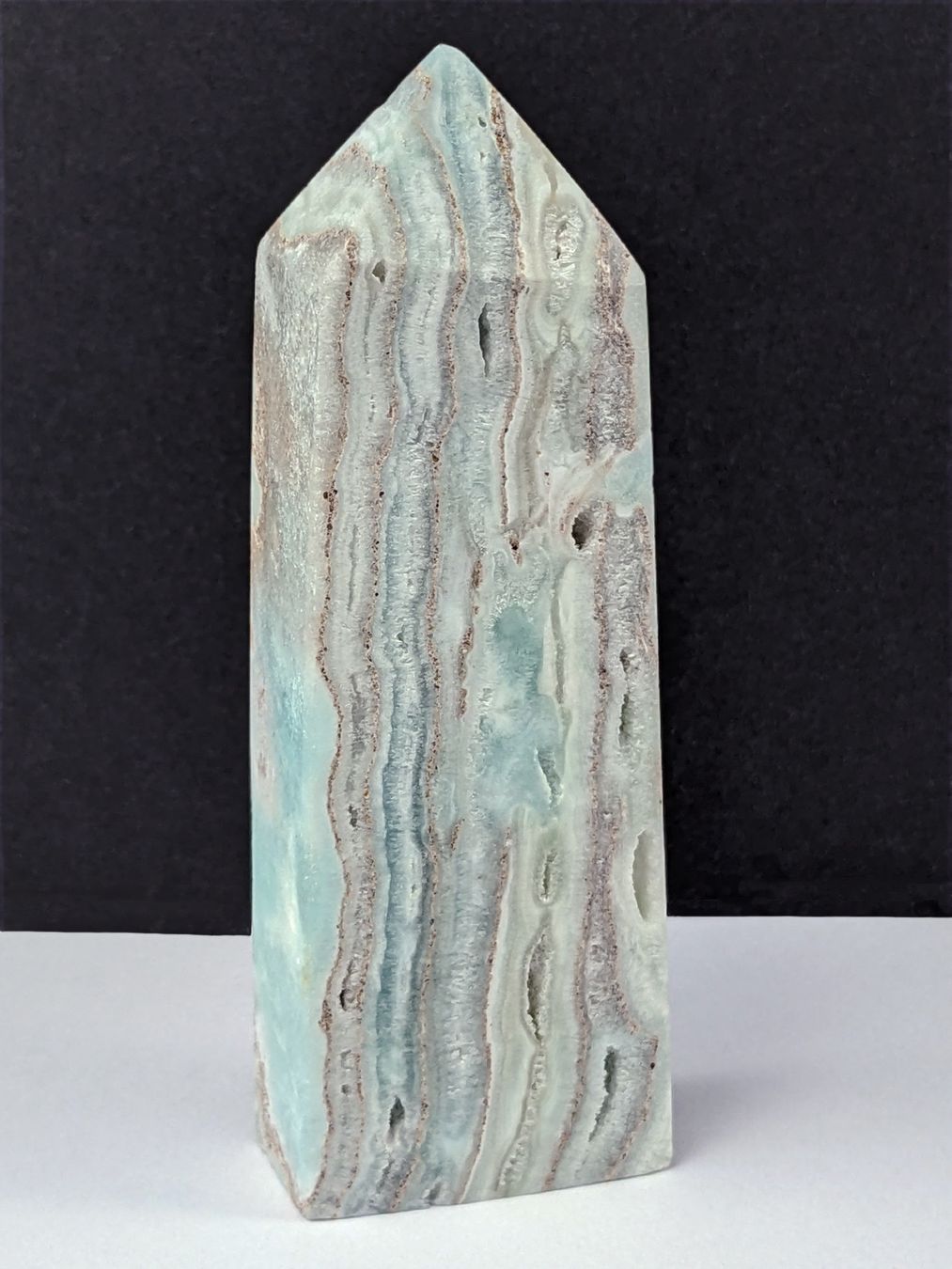 Minerali & Pietre curative: Blauer Aragonit Obelisk Turm 8,5cm, 85 Gramm – Nuovo e nell'imballaggio originale da Meilen venduto da StoneGarden
