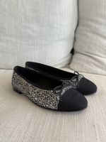 Chanel Ballet Flats Tweed with Sequins Black Grey White