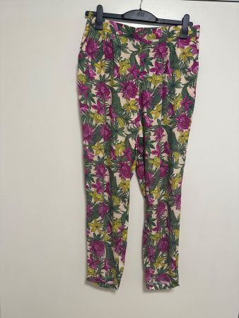 H&M Blumige Sommer Stoff Hose für Damen Gr 38