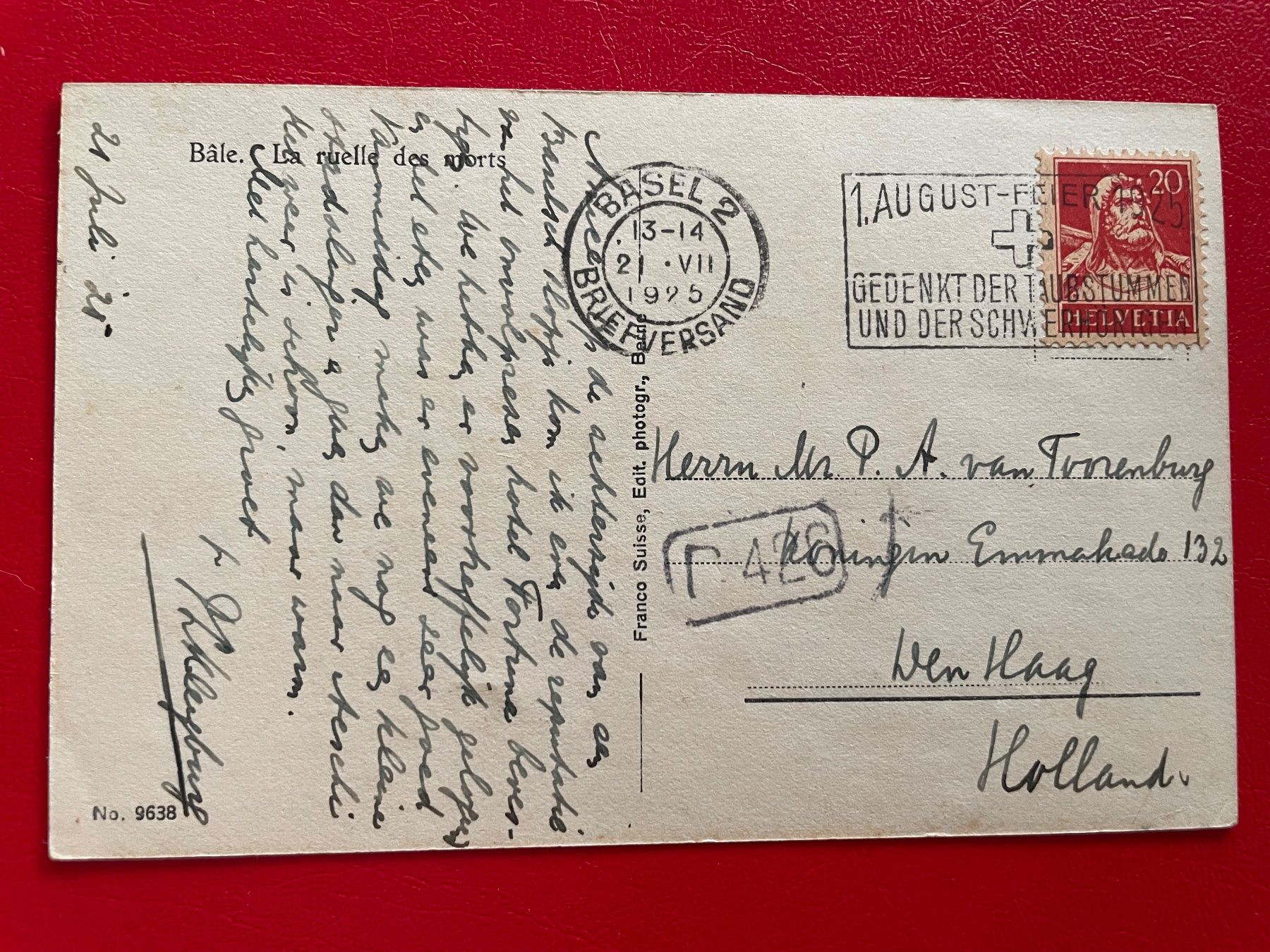 Cartoline postali: 1925 ; Basel ; Totengässchen – Usato da St-Légier-Chiésaz venduto da Theo006 1