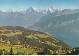 BE Beatenberg mit Thunersee, Eiger-Mönch-Jungfrau, ≈ 1960