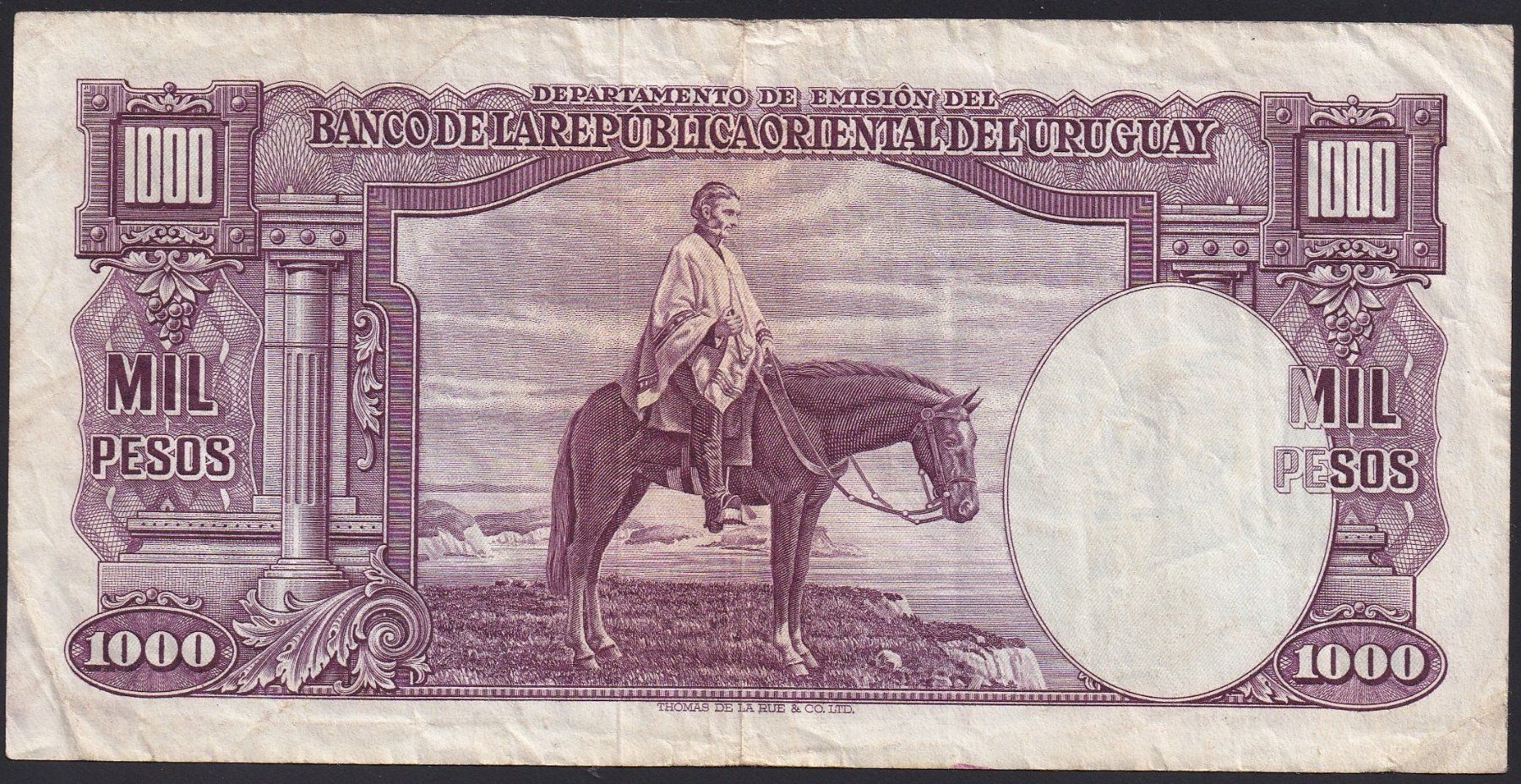 Banknoten: Uruguay 1000 Pesos 1952 – Gebraucht aus Brugg AG von banknoten_muesli 1