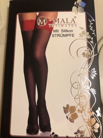 Stay-up, Stockings, schwarz, mit rotem Rand, Einheitsgrösse
