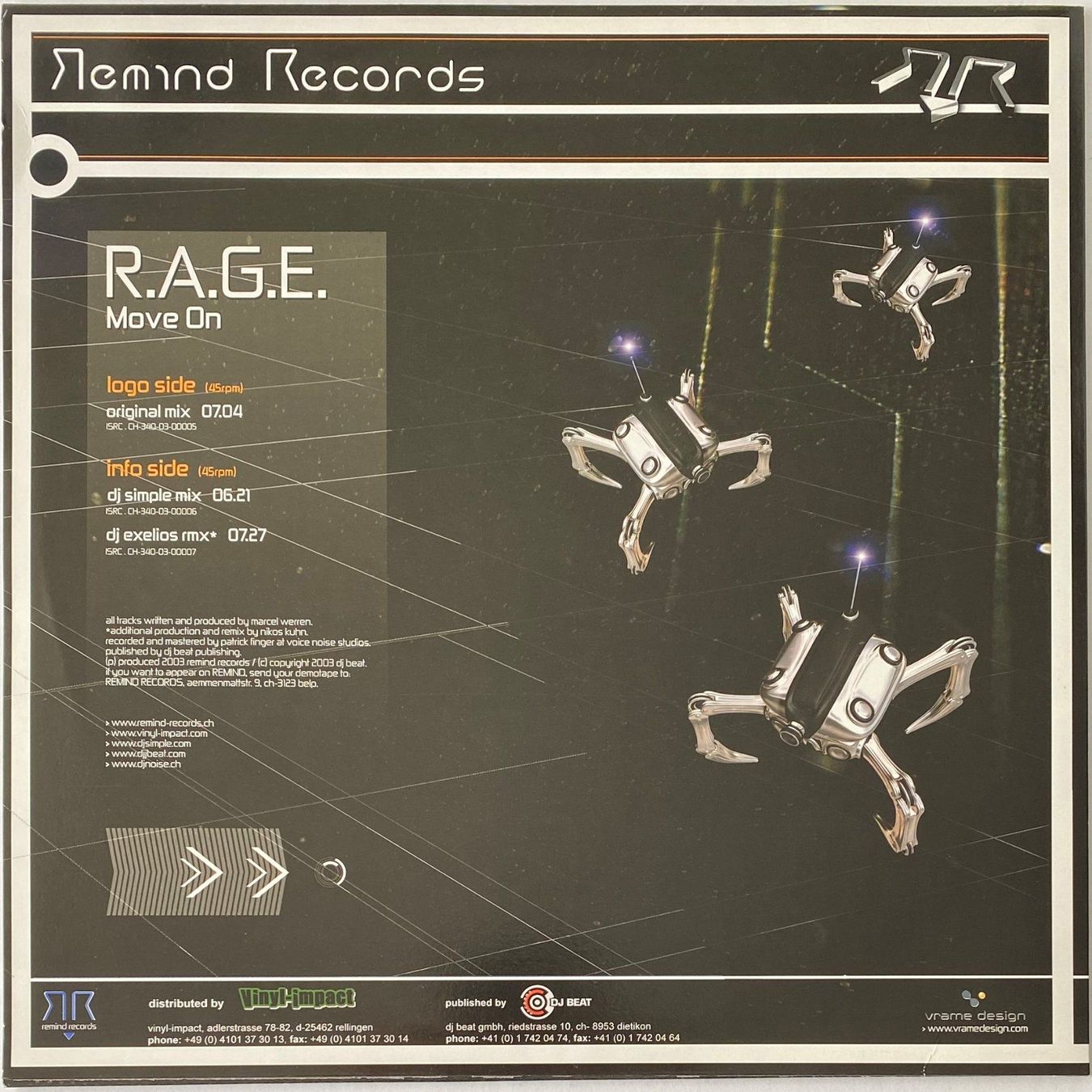 Dischi in vinile: R.A.G.E., Move On (Trance) – Nuovo (secondo la descrizione) da Flums venduto da Empe1 1