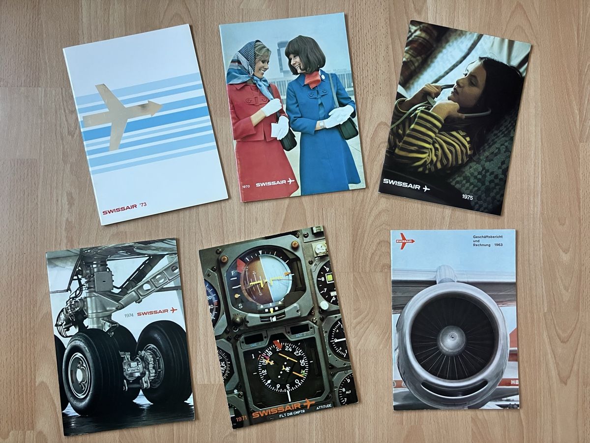 Swissair Dokumente: 6 x Swissair Annual reports. Various languages. – Gebraucht aus Zürich von Classic_Collection_Zurich