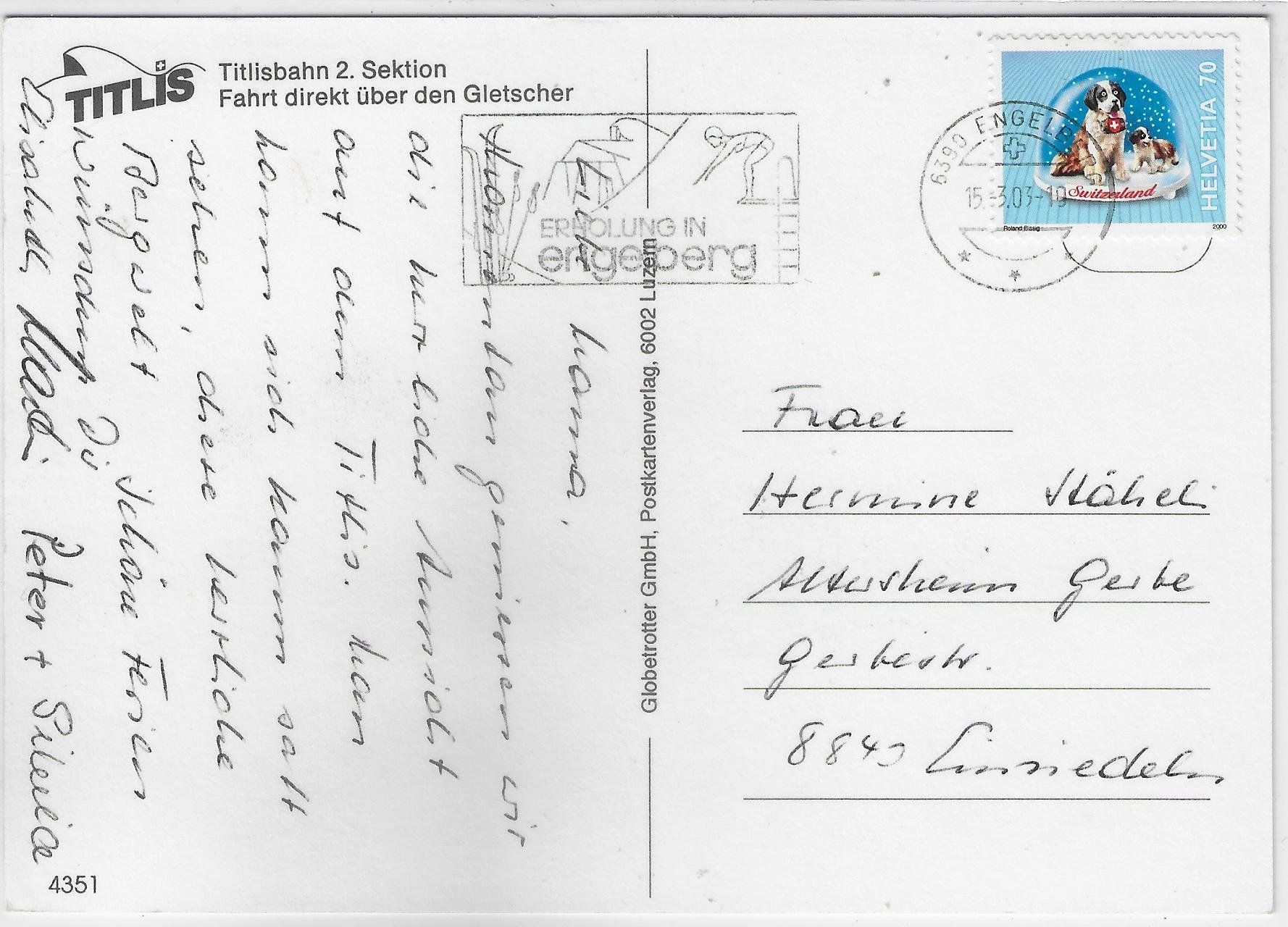 Cartoline postali: Titlisbahn 2. Sektion – Usato da Ettingen venduto da Kartenplanet 1