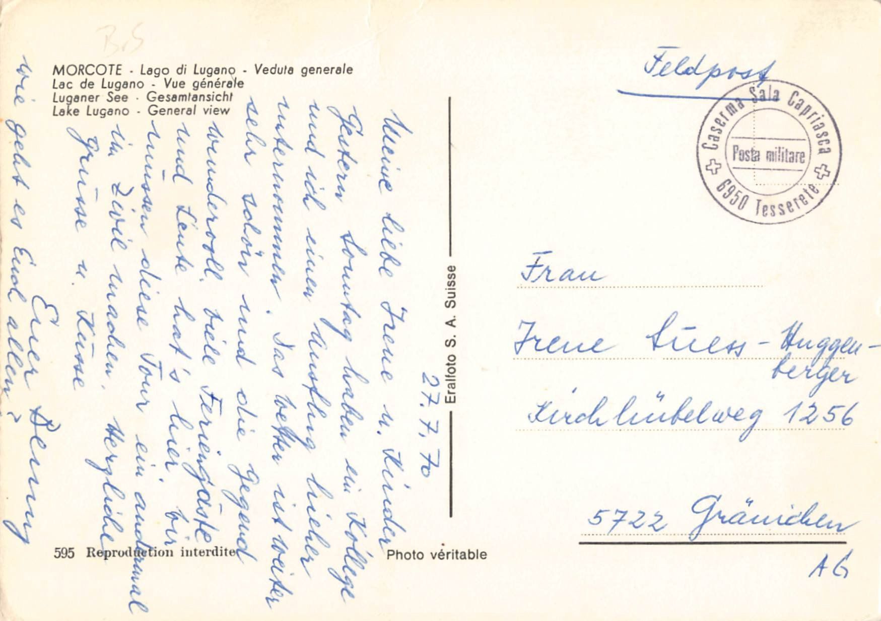 Cartoline postali: Gruss aus MORCOTE - schönes Panorama – Usato da Lufingen venduto da TopAnsichtskarten 1