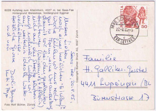 Cartoline postali: Saas Fee - Aufstieg zum Allalinhorn – Usato da Binningen venduto da Mountainrider 1