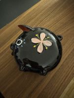 Vintage Keramik Sparschwein/Kässeli dunkel mit Blume