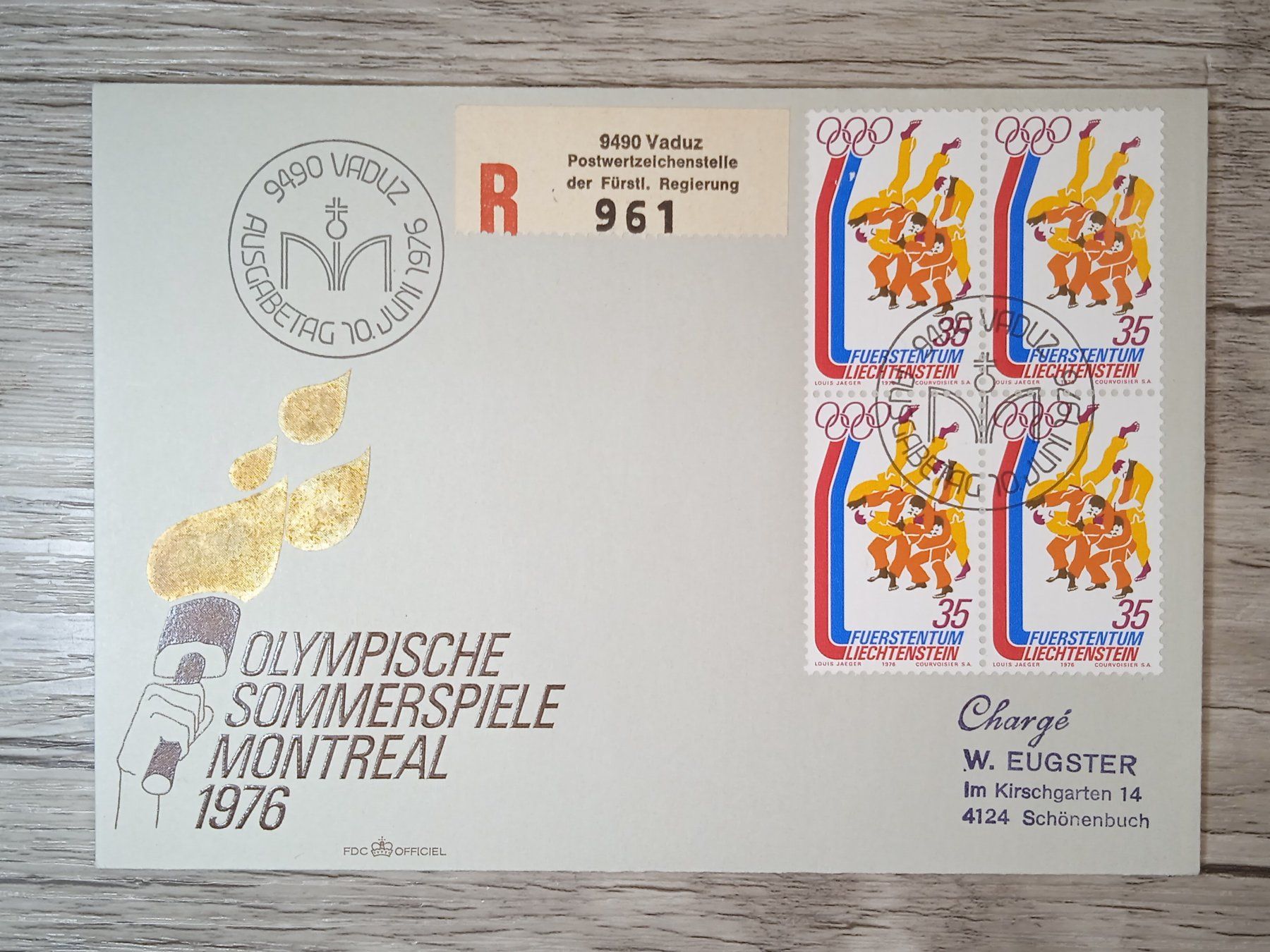 Alle Briefmarken: TR50 Enveloppe + Timbre Lichtenstein 1976 – Gebraucht aus Cousset von Patrick_Collections