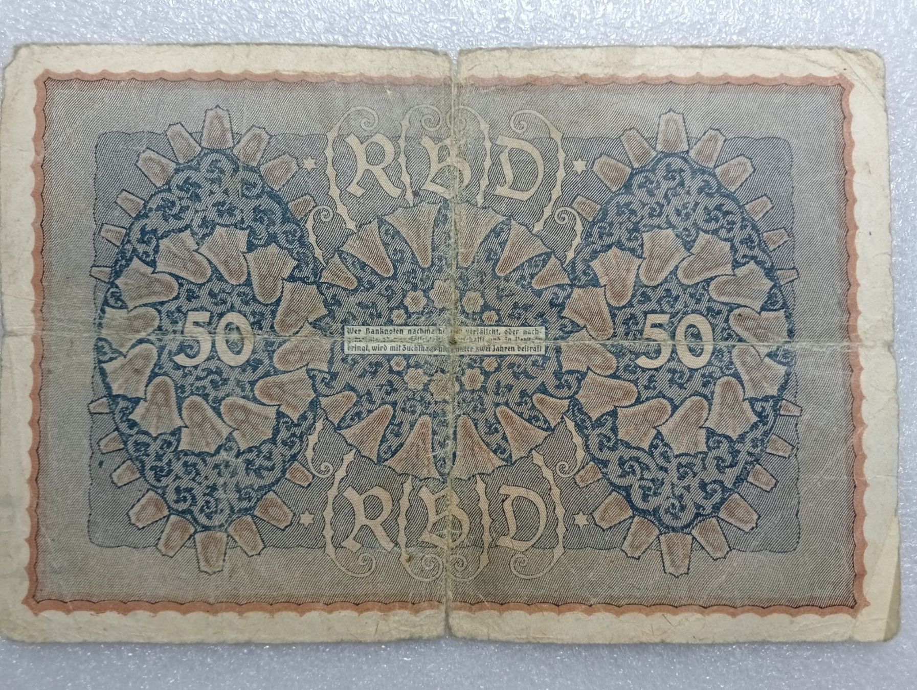 Banconote: 50 Mark Reichsbanknote, Berlin Juni 1919 – Usato da Zürich venduto da sendbad 1