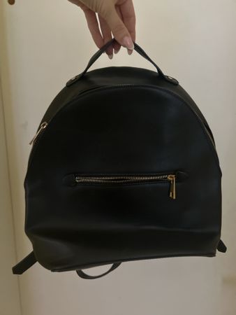 Black backpack faux leather