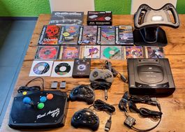 Sega Saturn PAL + 12 Spiele + Lenkrad + Zubehör (Full Set)