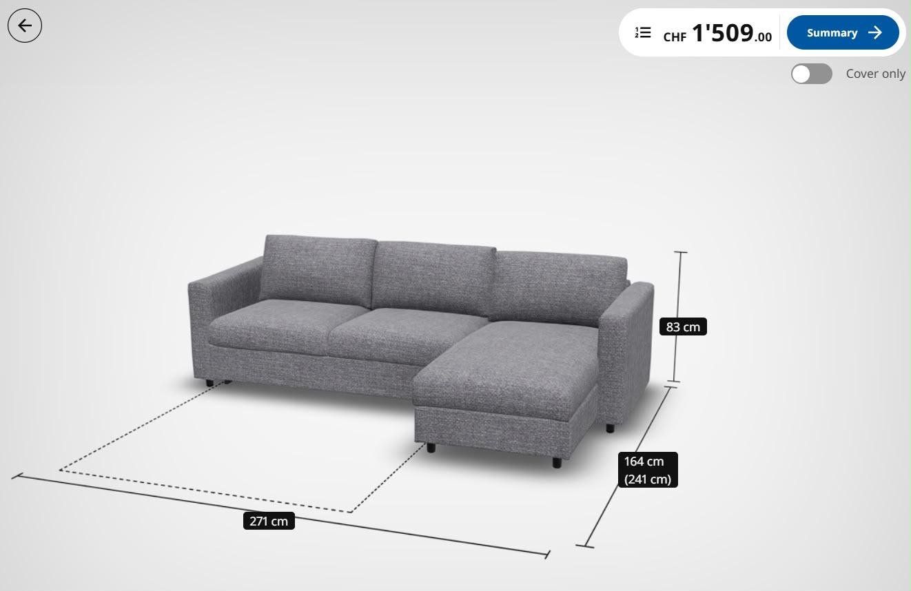 Ikea Divani: IKEA VIMLE Sofa mit Bettfunktion – Usato da Zug venduto da dom_v8t7 7