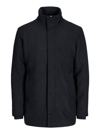 Jack & Jones FISCHGRÄTMUSTER Jacke Mantel Schwarz / Black L