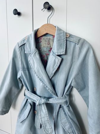 Zara, 98, Trenchcoat, Mantel Blau, denim