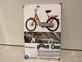 Piaggio Ciao Vintage Blechschiild DEKO Totenkopf