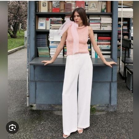 Zara Top Strickoptik Rosa mit Schleife, Grösse M - Neu!