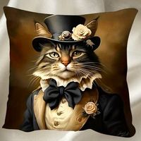 🐱 Gentleman Cat – Viktorianischer Kissenbezug 🎩🌸