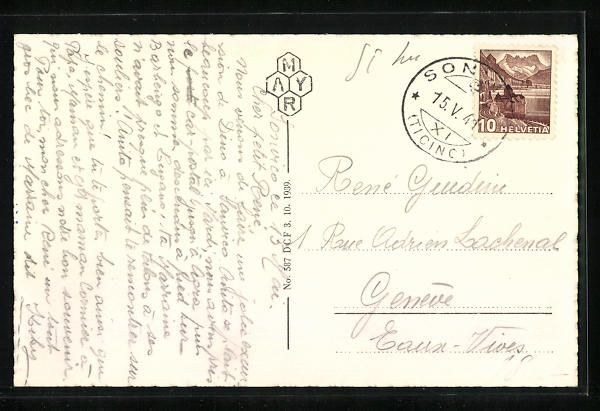 Cartoline postali: Sonvico, Panorama e Denti Della Vecchia – Usato da Berlin venduto da bartko-reher 1