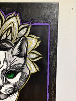95x146/ Handgemaltes Acryl Gemälde Frau Katze Portrait