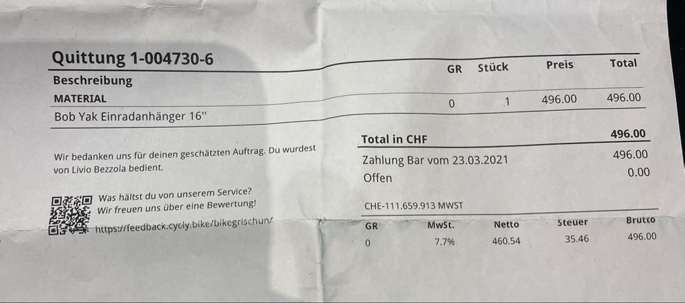 BOB Yak Einradanhänger 16" Fahrradanhänger Veloanhänger Last 3