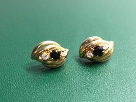 Ohrstecker mit Edelsteinen aus 18 Karat Gelbgold Au 750