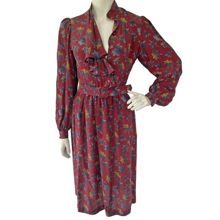Kleid Gr. M bordeaux Seide EMANUEL UNGARO VINTAGE 1980s