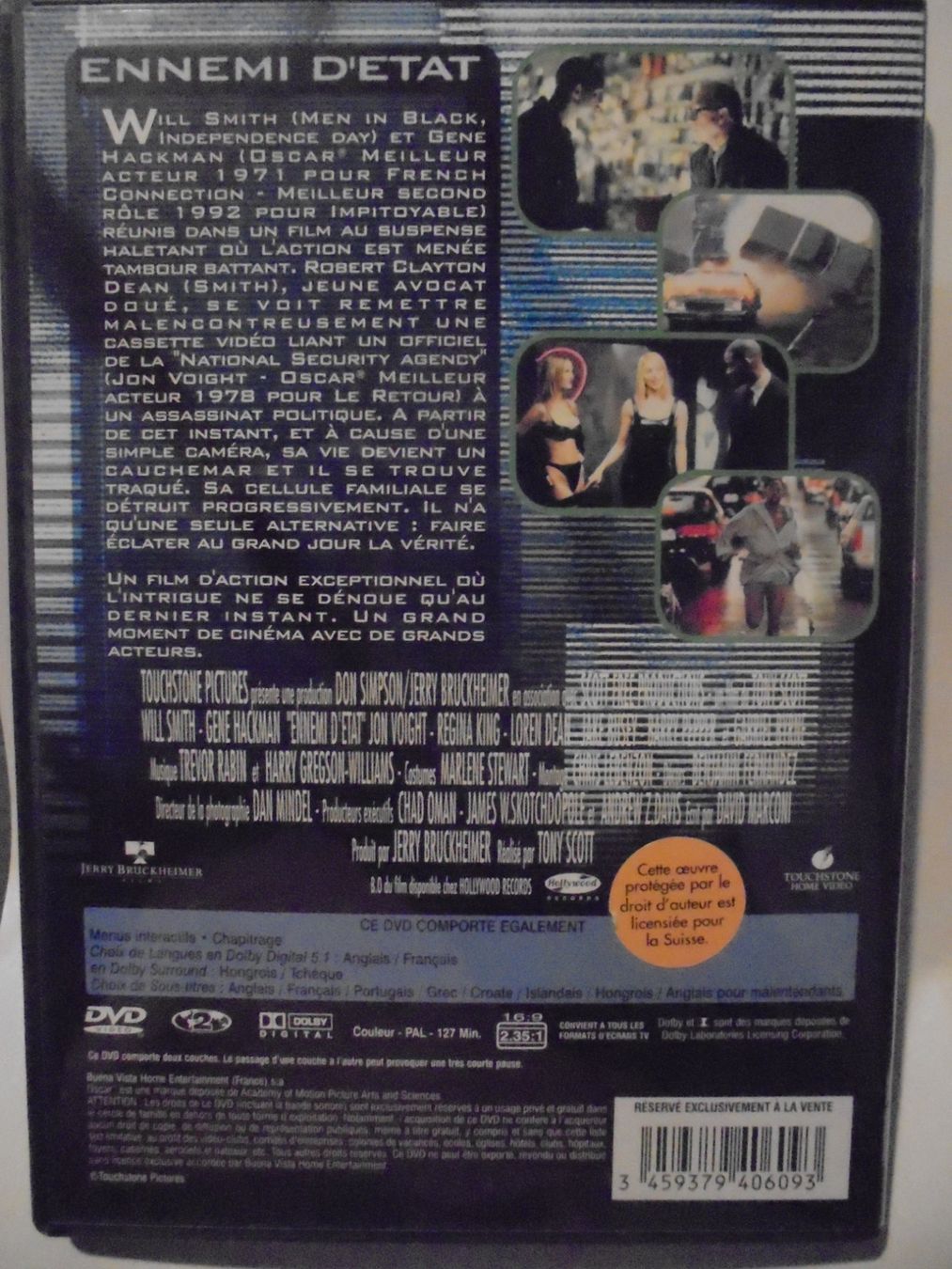 Tutti i DVDs: " ennemi d' état " Will Smith, Gene Hackman. français + engl – Usato da Crissier venduto da Promopost 1