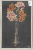 Vase mit Blumen - Glitter-Karte coloriert