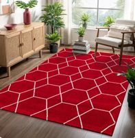 Trellis Geometrischer Kurzflor-Teppich, red, 160x230 cm