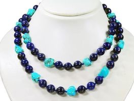 ♛ Wunderschöne Lapislazuli/Howlith - Kette ca. 92cm