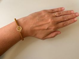 Cordel-Armband Om-Symbol Silber 925 Zirkonia