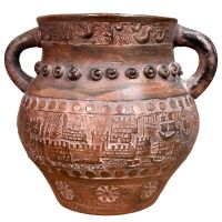 Vintage Terra Cotta Red Clay Pottery Vase Handles HandMade