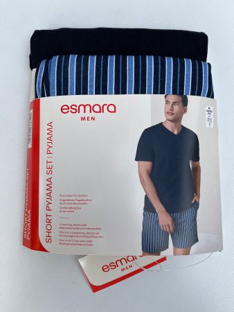 ⭐️ESMARA⭐️ Herren Kurzer Pyjama 100% Baumwolle Dunkelblau M