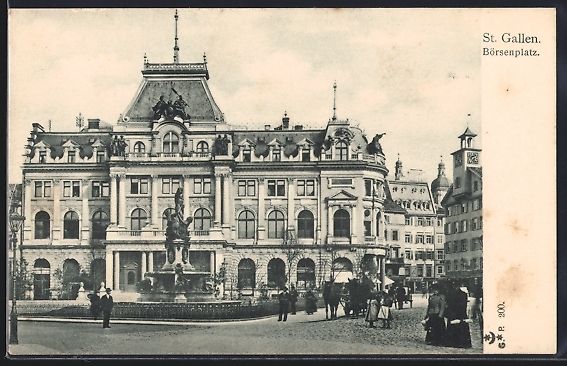 Cartoline postali: AK St. Gallen, Denkmal am Börsenplatz – Usato da Berlin venduto da bartko-reher