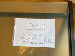 Glastisch 152 x 76 x 73 zu verkaufen